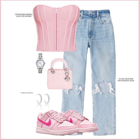 Triple Pink Dunks, After Prom Outfit, Pink Dunks, Dunk Outfit, Dunks Outfit, Zara Drip, Fasion Outfits, Stylish Summer Outfits, Swag Outfits For Girls