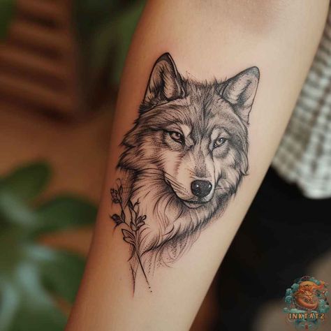 The Art of Embracing Your Wild Side: Exploring the Mystique of Wolf Tattoos: 140 Designs - inktat2.com Wolf Tattoo Wrist, Line Work Wolf Tattoo, Wild Animal Tattoos For Women, White Wolf Tattoo For Women, Pretty Wolf Tattoo, Small Wolf Tattoo Simple, Wolf Tattoo For Women Half Sleeves, Native Wolf Tattoo, Wolf Mom Tattoo