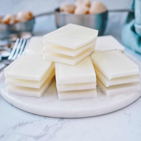 Lychee Coconut Jelly (3-ingredient Vegan Recipe) - Christie at Home Dessert Fillings, Lychee Recipes, Cup Desserts, Tofu Bites, Breaded Tofu, Tofu Nuggets, Vietnamese Foods, Hawaiian Desserts, Jello Dessert Recipes