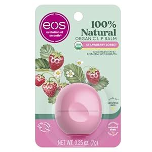 eos 100% Natural & Organic Lip Balm- Strawberry Sorbet, All-Day Moisture, Dermatologist Recommended for Sensitive Skin, Lip Care Products, 0.25 oz Get Well Gift Baskets, Shea Butter Oil, Holiday Lip, Lip Balm Stick, Strawberry Sorbet, Lip Balm Collection, Eos Lip Balm, Lip Balm Set, Organic Lip Balm