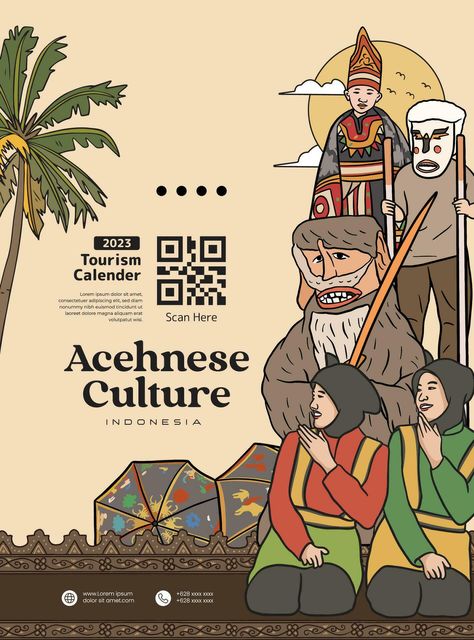 Cultural Event Poster Design, Cultural Event Poster, Poster Pkn, Culture Poster Design, Culture Illustration, Culture Poster, Event Layout, Poster Idea, Tourism Poster