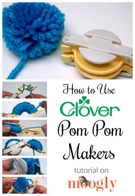 Clover Pom Pom Maker Tutorial on Mooglyblog.com! May Day Ideas, Pom Pom Maker Tutorial, Making Pom Poms, Hat Loom, Pom Pom Tutorial, Clover Pom Pom Maker, Pom Pom Animals, Pom Crafts, Diy Pom Poms