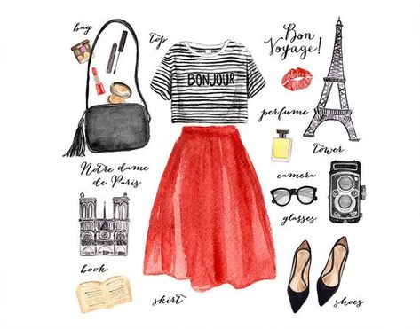 Watercolor Fashion Illustration/ Paris Fashion/ Clip Art Fashion Set/ Art Print/ Poster Card/ Design Paris Style Outfits, Dress Like A Parisian, Things To Wear, Fashion Illustration Watercolor, Style Parisienne, Paris Chic, Watercolor Fashion, Paris Mode, Fashion Guide