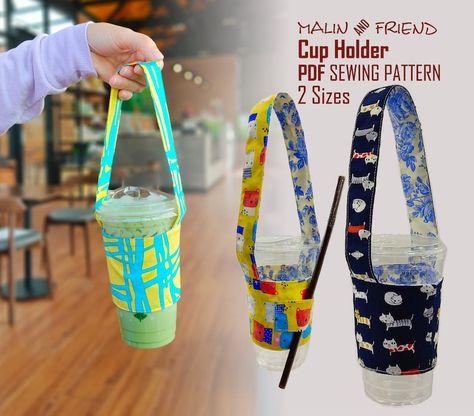 Printable Cozy Cup Holder Sewing Pattern Instant Download Cold Drink Cup Sleeves Template for Coffee to Go Drinking Sleeves for Friends - Etsy UK Cup Sleeve Pattern, Straw Holder, Cup Sleeves, Sewing To Sell, Coffee Cup Sleeves, Cup Sleeve, Coffee Sleeve, Coffee To Go, Small Sewing Projects