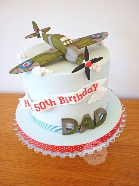 Spitfire birthday cake Aviation Wedding Cake, Planes Birthday Cake, Airplane Birthday Cakes, Airplane Cake, Designer Cake, 18th Cake, 70th Birthday Cake, 80 Birthday Cake, Dad Birthday Cakes