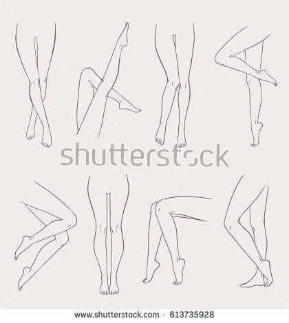 Feet Drawing, Female Legs, Drawing Legs, Leg Art, Black And White Vector, Fashion Illustrations Techniques, Fashion Drawing Sketches, Different Poses, Art Tools Drawing