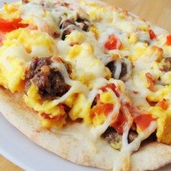 Flatbread Breakfast Pizza - Allrecipes.com Flatbread Breakfast Pizza, Breakfast Flatbread Pizza, Flatbread Breakfast, Easy Dinners For One, Breakfast Pita, Nice Breakfast, Toaster Oven Recipes, Breakfast Pizza Recipe, Pita Pizzas