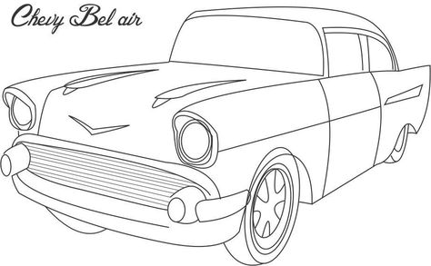 Chevy Bel air coloring printable page for kids Cars Template, 57 Chevy Bel Air, Cars Coloring, Sports Coloring Pages, Sketch Template, 57 Chevy, Truck Coloring Pages, Cars Coloring Pages, Old School Cars