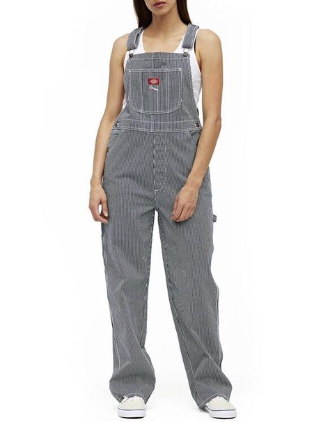 Hickory Stripe Overalls, Dickies Overalls, Overalls Blue, Museum Fashion, Overall Outfit, Thrifted Outfits, Denim Overalls, Distressed Jeans, Leotards