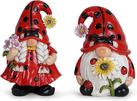 Amazon.com: Hodao 2PCS Spring Ladybug Gnomes Decorations Ladybug Couple Gnomes Ornaments Decor Summer Gnomes Figurines Ladybug Gnomes for Outdoor Garden Decor Ladybug Birthday Gift for Mom, Grandma, Women : Home & Kitchen Gnome Figurines, Ladybug Gnome, Gnomes Decor, Summer Gnomes, Red Clothes, Symbol Of Luck, Indoor Home Decor, Summer Decorations, Garden Shelves