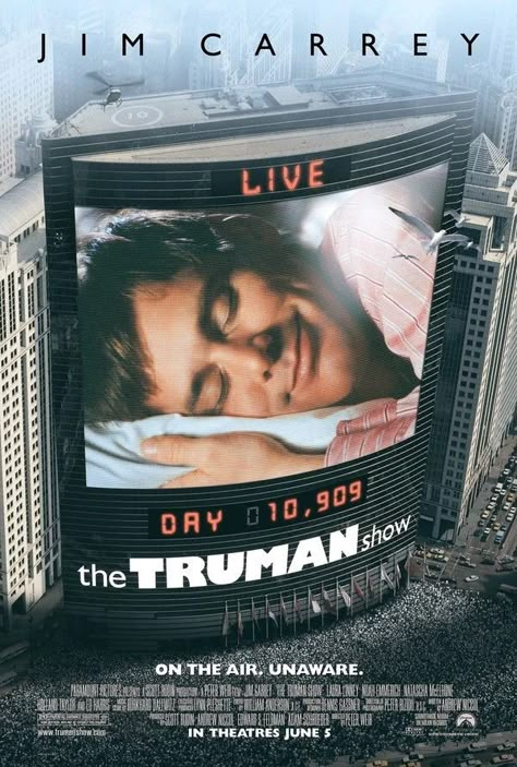 Mv Poster, Jim Carrey Movies, Wake Up Neo, Natascha Mcelhone, Big Brother Is Watching, Peter Weir, Malcolm In The Middle, Films Posters, The Truman Show