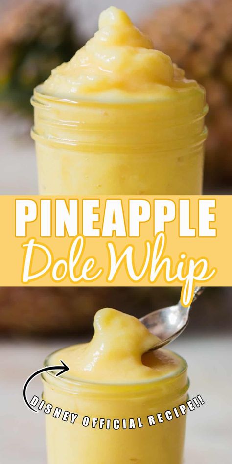 Disney copycat pineapple dole whip recipe can now be made easily at the comfort of your home with just 3 basic ingredients. #dolewhip #pineappledolewhip #pineapplerecipes #softserveicecream #Disneycopycat #copycatrecipes #homemadedolewhip #summertreat #summerrecipes #summericecream #pineappleicecream Frozen Pineapple Dessert, Disney Dole Whip Recipe, Dole Pineapple Whip, Disney Dole Whip, Pineapple Dole Whip, Dole Whip Recipe, Dole Pineapple, Pineapple Whip, Disney Desserts