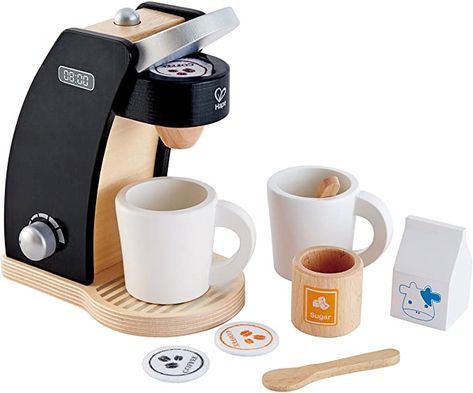 Amazon.com: Hape Coffee Time for Two Wooden Coffee Maker Play Kitchen Set: Toys & Games Ikea Play Kitchen, Hape Toys, Toy Kitchen Set, Wooden Play Kitchen, Kids Motor Skills, Play Food Set, Play Kitchen Sets, Toy Food, Wooden Baby Toys