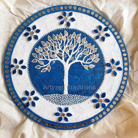 Excited to share the latest addition to my shop: Lippan Art/Mud Mirror Art/Sculpture Painting/Clay Art/Tree of Life/Indian Folk Art/Gujarat Traditional Art/Indian Mirror Wall Mural/Mosaic #blue #etsy #christmas #landscapescenery #wall #treeoflife #treepainting #wallmural https://etsy.me/3AiBQWx Mud Mirror Art, Lippan Art Wall, Swami Samarth, Buddha Art Painting, Lippan Art, Mirror Crafts, Wall Art Diy Paint, Wall Decor Vintage, Mirror Artwork