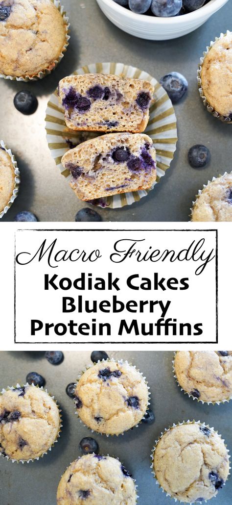 Macro Friendly Baked Goods, High Protein Kodiak Muffins, Macro Muffins, Macro Friendly Muffin Recipes, Macro Friendly Muffins, Macro Friendly Breakfast Recipes, Protein Muffins With Kodiak Cakes, Kodiak Cakes Muffins Greek Yogurt, Macro Treats