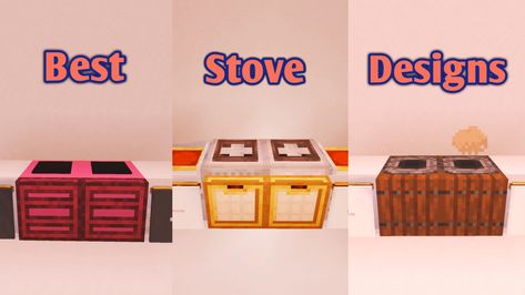 Minecraft Stove Design, How To Make A Stove In Minecraft, Minecraft Stove Kitchen, Stove Minecraft, Stove Design, Stove Ideas, Tiktok Hacks, Modern Stoves, Minecraft Interior