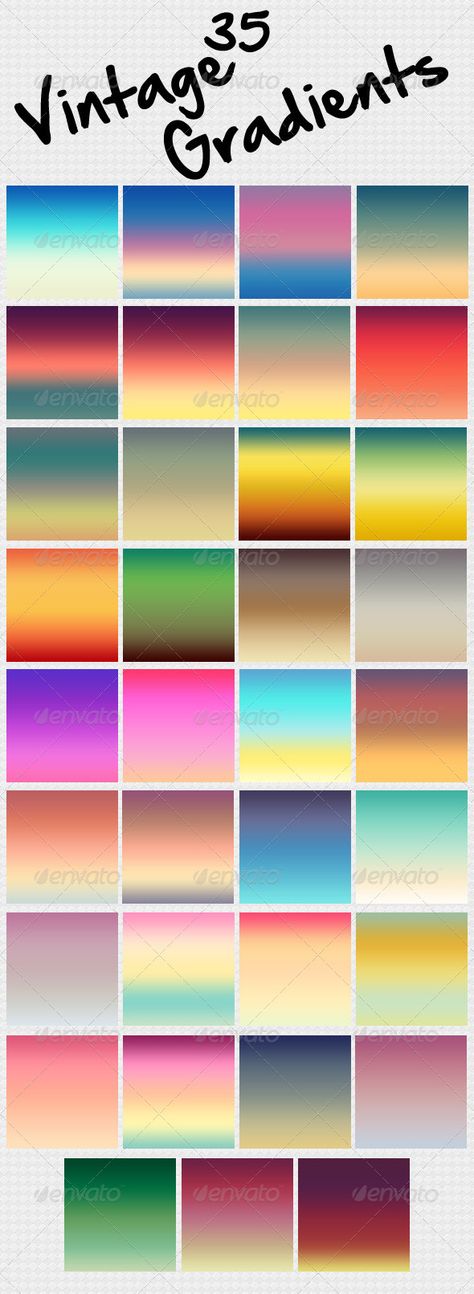 35 Vintage Gradients  #GraphicRiver         35 vintage color gradients useful for background design,for styles,and more,different mixtures of instagram color tones ,useful for retro designs,easy to load ,open gradient tool and click load thats it.i hope you like pls dont forget to rate     Created: 6June13 Add-onFilesIncluded: PhotoshopGRD MinimumAdobeCSVersion: CS Tags: action #background #black #blue #color #colorful #elegant #gradient #green #instagram #orange #pink #purple #red #retro #style Easy Background Painting, Best Gradient Color Combinations, Poster Template Background, Sunset Color Gradient, Action Background, Pink Yellow Gradient, Orange Yellow Gradient, Purple To Yellow Gradient, Green Instagram