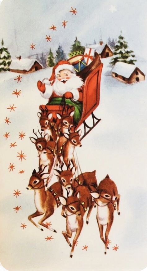 Christmas Lockscreen, Vintage Holiday Cards, Vintage Christmas Card, Vintage Christmas Images, Old Fashioned Christmas, Santa Clause, Christmas Memory, Christmas Past, Christmas Scenes