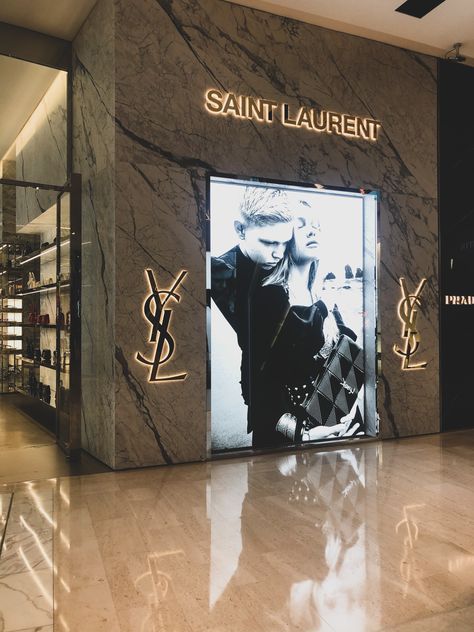 Yves Saint Laurent Wallpaper, Ysl Logo Wallpaper, Yves Saint Laurent Apartment, Saint Laurent Store Aesthetic, Saint Laurent Store Interior, Yves Saint Laurent Aesthetic, Saint Laurent Aesthetic, Travel Instagram Ideas, Mo Money