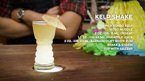 Kelp Shake Cocktail Spongebob Cocktail, Spongebob Drinks, Spongebob Themed Alcoholic Drinks, Kelp Soda Spongebob, Kelp Juice Drink Spongebob, Sea Kelp Benefits, Cocktail Theme, Spongebob Party, White Rum