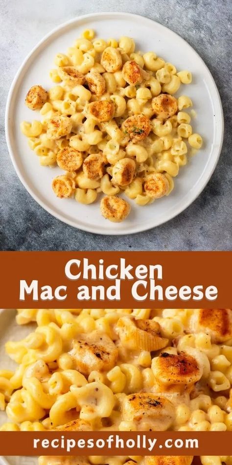 Chicken Mac and Cheese - Recipes of Holly Chicken Mac And Cheese Recipe, Chicken Mac And Cheese, Stove Top Chicken, Mac And Cheese Casserole, Cheesy Chicken Spaghetti, Chilled Desserts, Cheese Casserole, Delish Recipes, Mac N Cheese Recipe