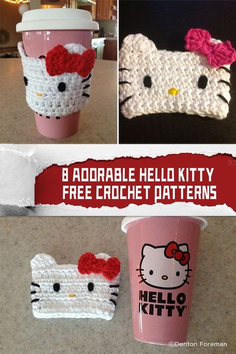 https://www.igoodideas.com/8-free-adorable-crochet-hello-kitty-patterns/ #freecrochetpatterns #crochetHelloKitty What better way to show your love for her than by creating your very own Hello Kitty crochet project? Crochet Hello Kitty, Hello Kitty Pattern, Hello Kitty Pillow, 2023 Crochet, Keychain Designs, Different Crochet Stitches, Kitty Pattern, Hello Kitty Crochet, Crochet Cup Cozy