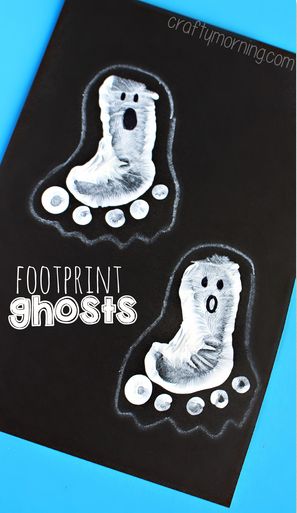 Footprint Ghost, Ghost Craft, Ghost Crafts, Footprint Crafts, Easy Halloween Crafts, Halloween 2014, Halloween Craft, Printable Halloween, Halloween Crafts For Kids