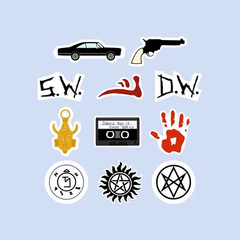 Supernatural Stickers, Anti Possession Tattoo, Mark Of Cain, Men Of Letters, Mini Stickers, Supernatural Dean Winchester, Letter Symbols, Sam Dean, Supernatural Dean