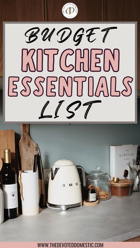 Whether you're moving into your VERY first apartment or just need some decluttering to do in your kitchen, this budget kitchen essentials list is a MUST-read! Everyone should know about these 56 kitchen essentials on a budget, that you're guaranteed to use daily! No more overpacking or accumulating appliances you'll never use ever again! Essentials First Apartment, Essentials For First Apartment, List Of Kitchen Essentials, Apartment Kitchen Essentials, First Apartment Kitchen, Small Kitchen Island Ideas, The Kinfolk Table, Kitchen Essentials List, Apartment Must Haves