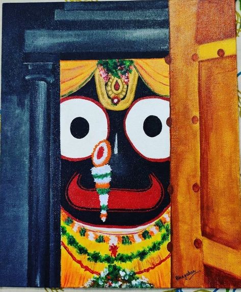 Painting Of Jagannath, Jagganath Lord Drawing Easy, Lord Jagannath Paintings On Canvas, Jagannath Painting Easy Canvas, Jaganath Prabhu Painting, Rathyatra Drawings, Jagganath Rangoli, Lord Jagannath Rangoli, Jaganath Prabhu Drawing