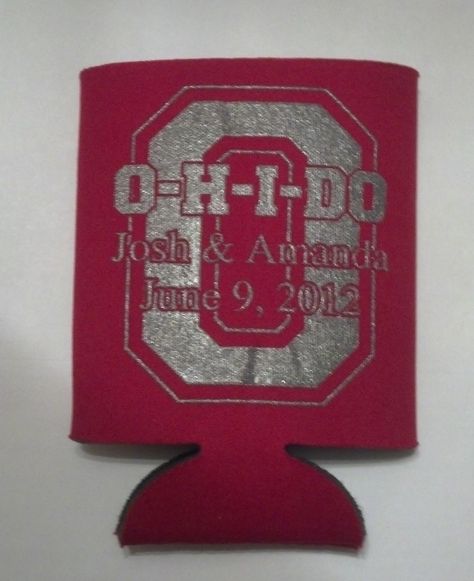 Ohio State Theme Can Coozies. OH-I-DO! We love doing Ohio State Buckeye theme receptions and we can even do the uplighting in grey and scarlet or any other college or pro football colors! Ohio State Wedding, Red Wedding Theme, Future Days, Unconventional Wedding, Graduation Parties, Let's Get Married, Wedding Receptions, Sister Wedding, Christmas Parties