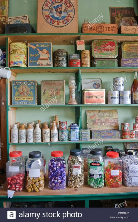 Download this stock image: Old fashioned sweet shop and grocer - BDCRK0 from Alamy's library of millions of high resolution stock photos, illustrations and vectors. Old Fashioned Sweet Shop, Black Country Museum, British Slang, Uncle Mike, Small Bookshelf, Sweet Shop, Candy Shop, British Army, Antique Stores