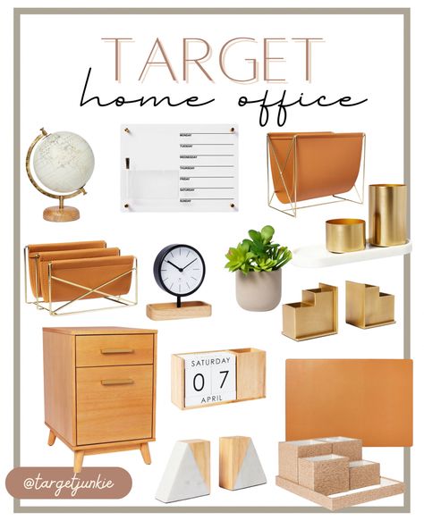 New desk accessories from Target #neutralhomedecor #neutralstyle #homeofficeideas #homeoffice #target #targethomedecor #desksetup Home Office Accessories Target, Target Office Decor, Modern Rustic Office Target, Boho Office Desk Supplies, Office Filing System Target, Gold Office Accessories Target, Target Home Decor, Desk Setup, Neutral Fashion