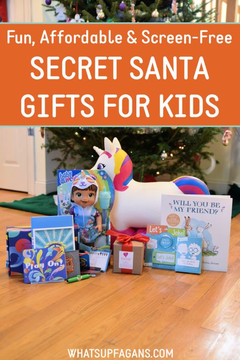 Fun, cheap, screen-free kids secret santa gifts ideas! If you have a child assigned to you for a Giving Tree or gift exchange, here are some hot toys, books, and activities for toddlers, preschoolers, and elementary-aged kids. #ad #GiftsForKidsBBxx Secret Santa Gifts Ideas, Kids Secret Santa Gifts, Kids Secret Santa, Secret Santa Gift Ideas, Books And Activities, Christmas Santa Gifts, Giving Tree, Friend Book, Love Anniversary Quotes