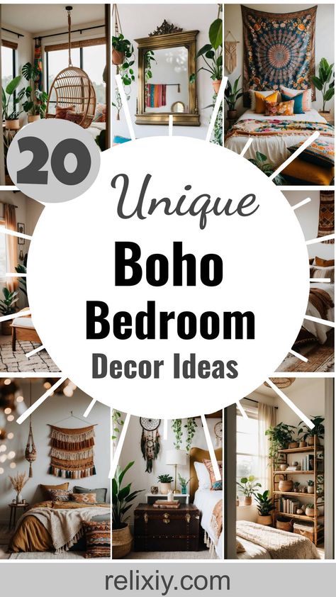 20 Unique Boho Bedroom Decor Ideas You Must Try Bohemian Bedroom Diy, Colorful Boho Bedroom Ideas, Dark Boho Bedroom, Colorful Boho Bedroom, Boho Bedroom Inspirations, Boho Bedroom Decor Ideas, Rustic Wooden Furniture, Earthy Vibes, Boho Bedroom Design