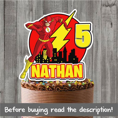 Spiderman And Flash Cake, Flash Superhero Birthday, Flash Cake Topper Printable, The Flash Themed Birthday Party, Flash Birthday Invitation, Girl Flash, Superhero Cake Toppers, Batman Stickers, Flash Superhero