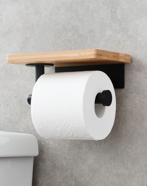 Tecmolog Rustproof Matte Black Wall Mount Toilet Paper Holder with Wood Shelf - Self Adhesive for Bathroom #Paperholder #Toilet #Bathroom https://www.sanitarya.com/products/sbh263b Everyone Poops Toilet Paper Shelf, Recessed Toilet Paper Holder Black, Toilet Paper Holder Industrial, Rustic Industrial Toilet Paper Holder, Bathroom Toilet Paper Holder, Toilet Paper Holder With Shelf, Wall Shelf And. Toilet Paper Holders, Bathroom Toilet Paper, Matte Black Wall