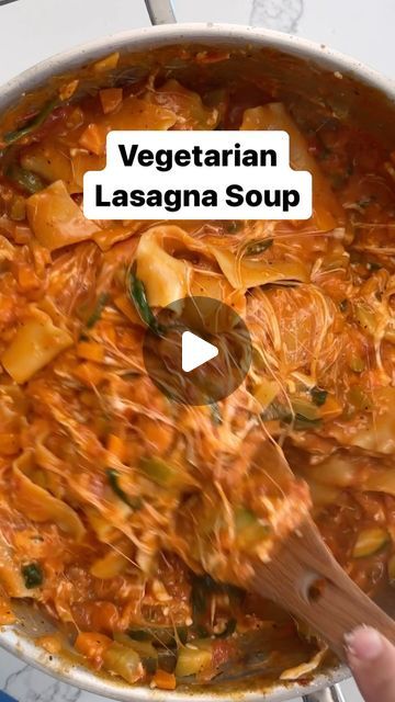 Danny Freeman on Instagram: "Vegetarian Lasagna Soup is here! I substituted the meat for carrots, celery, zucchini, and spinach - but other veggies, mushrooms, or fake meat would work too!

Recipe:
1. Heat 2 tablespoons of olive oil in a sauce pan over medium heat. Add 1 onion, 1 cup diced carrots, and 1 cup diced celery and sauté until the onion loses color, about 5 minutes. Add 2 cloves crushed garlic, salt, pepper, 1 tsp Italian seasonings, and 1 tsp chili flakes and stir. 
2. Add 2 tbsp tomato paste and 28 ounces crushed tomatoes. Let cook for 20 minutes. (Alternatively, use 2 cups marinara sauce and skip directly to next step).
3. Add 1 diced zucchini, 3 1/2 cups veggie broth, and 1/2 cup heavy creams. Bring to a boil then add 1/2 box broken lasagna noodles.
4. Lower heat and cook unt Vegetarian Lasagna Soup, Italian Seasonings, Veggie Broth, Lasagna Noodles, Carrots Celery, Vegetarian Lasagna, Diced Carrots, Lasagna Soup, The Onion