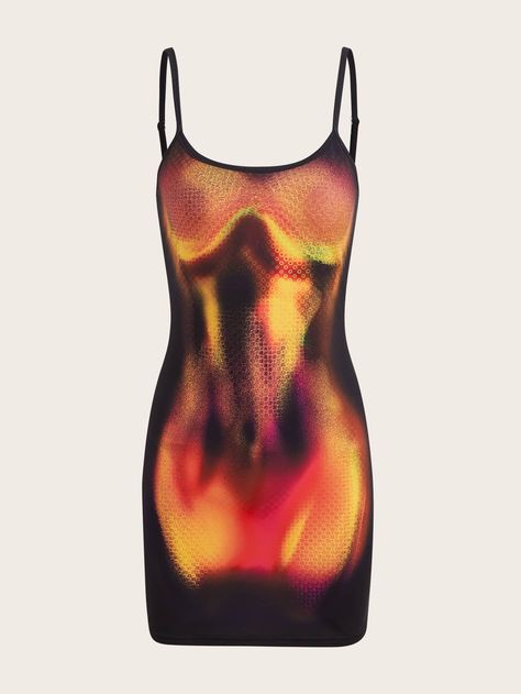 Body Heat Map Dress, Heat Map Dress, Thermal Body Print Dress, Aura Clothing, Printed Shirt Outfit, Map Dress, Cami Bodycon Dress, Rave Dress, Apparel Design Inspiration