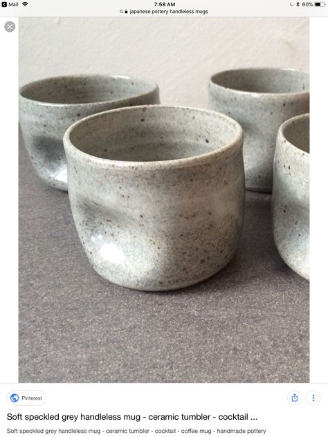 Handless Ceramic Mug, Handleless Coffee Mugs, Handleless Mugs Ceramics, Thumbprint Mug, Coffee Cup Design Ideas, Speckled Ceramics, Ceramic Mugs Handmade, Pottery Tumbler, Cocktail Coffee