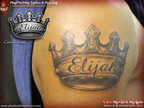 Elijah Crown Elijah Tattoo Name, Name With Crown Tattoo, Tattoo Name, Crown Tattoo, Name Tattoo Designs, Tattoos Designs, Name Tattoo, Name Tattoos, Name Design