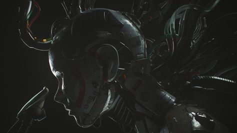 CYBORG on Behance Robot Wallpaper, Dark Jungle, Dark Wave, Futuristic Robot, Maxon Cinema 4d, Original Wallpaper, Simple Backgrounds, Green Wallpaper, Digital Technology