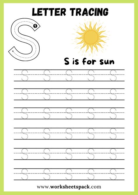 Uppercase Letter S Tracing Worksheet Printable, Letter S Writing Practice - worksheetspack Uppercase Letter Tracing Printables Free, Letter S Tracing Worksheet, S Tracing Worksheet, Letter S Worksheets For Preschool, Letter S Tracing, Letter S Worksheet, S Worksheet, Preschool Handwriting, Preschool Alphabet Letters