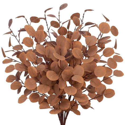 PRICES MAY VARY. Lifelike Autumn Eucalyptus:Enhance your home decor with our stunning artificial eucalyptus leaves stems, crafted from premium silk with flexible plastic stems. Standing at 35 inches tall, these lifelike leaves add a touch of nature's splendor, creating an enchanting atmosphere in any space. Versatile Decorative Arrangements:Our faux eucalyptus branches, featuring 5 realistic stems each, offer endless creative possibilities. Shape, cut, or bend them to fit medium and tall vases, Pampas Grass Fall Table, Fall Center Piece For Round Dining Table, Fall Center Piece For Dining Table Dining Room, Fireplace Farmhouse, Plant Eucalyptus, Fall Decor Kitchen, Elegant Table Centerpieces, Farmhouse Party, Boho Fall Decor