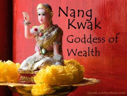 Nang Kwak is the popular spirit or goddess of good fortune and wealth in Thailand. She is the wealth goddess who attracts money. Nang Kwak, Buddha Statue Meaning, Chinese Goddess, Goddess Of Mercy, Kuan Yin, Kwan Yin, Laughing Buddha, Attract Money, Good Fortune