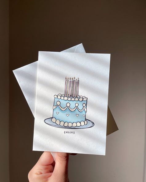 Pretty Bday Card, Birthday Cards For Friends Aesthetic, Birthday Card Inspo Aesthetic, B Day Card Ideas, Bday Cards Diy Creative, Birthday Cards Blue, Aesthetic Birthday Cards Diy, Homemade Bday Cards, Diy Bday Cards