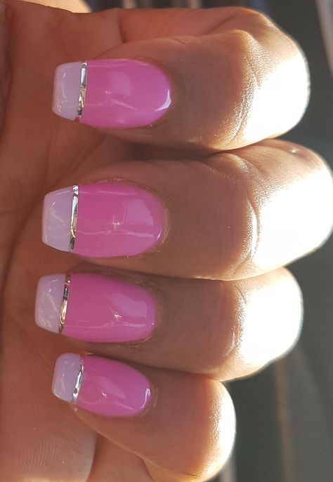 French Nails Different Colors, Pink And Purple French Tip Nails, Pink Sparkle French Tip Nails, Nostalgia Nails, Nail Art Tattoo, French Tip Gel Nails, Time Nails, Dark Pink Nails, Princess Nails