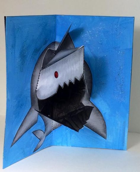 Arte Pop Up, Shark Images, Cute Origami, Stem Crafts, Pop Up Art, Homeschool Art, Up Book, Pop Up Book, Kids Birthday Cards