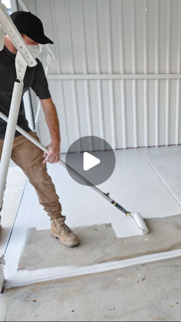 Luke Moore on Instagram: "how to paint concrete flooring" Diy Concrete Painting Floors, Outdoor Floor Painting Ideas Concrete, How To Paint Concrete Floors, Concrete Paint Ideas, Painted Garage Floors, Patio Paint Ideas, Driveway Paint Ideas, Finishing Concrete Floors, Paint Garage Floors