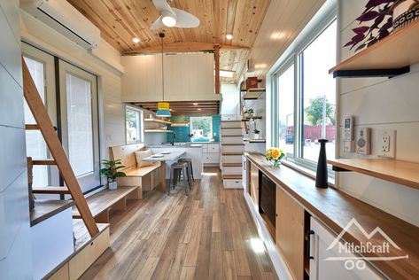 Her Double Loft Mudroom Tiny House Timbercraft Tiny Homes, Kitchen Tiny, Loft Floor Plans, Homes Kitchen, House Storage, Tiny House Talk, House Organization, Tiny House Builders, Tiny House Loft